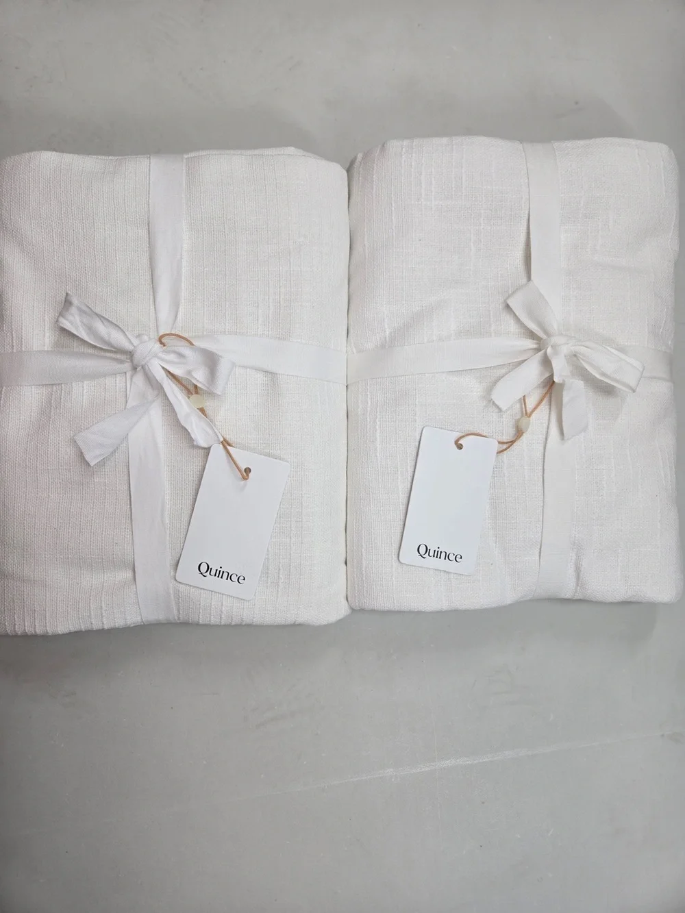 NWT QUINCE Set Of 2 48x84 Cotton Slub Curtains White 9739